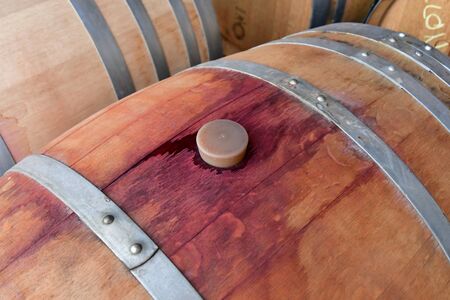 San Luis Obispo, USA - july 15 2016 : barrel in the cellar of the Claiborne and Churchhill winery