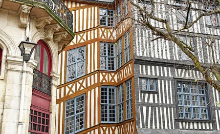 Rouen, France - november 26 2016 : the historical city center in winterのeditorial素材