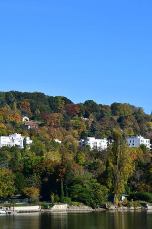 Meulan, France - october 31 2016 : the picturesque city in autumnのeditorial素材