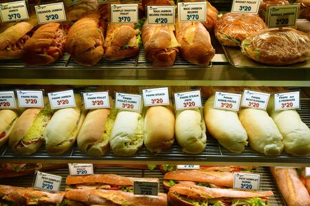 Rouen, France - november 26 2016 : sandwich in a bakeryのeditorial素材