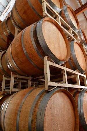 San Luis Obispo, USA - july 15 2016 : barrel in the cellar of the Claiborne and Churchhill winery
