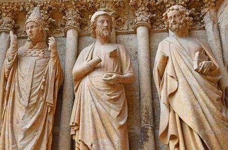 Reims, France - july 25 2016 : the Notre Dame cathedral where the kings of France were crownedのeditorial素材