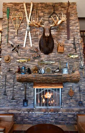 Arizona, USA - july 7 2016 : fire place in an hotel near Grand Canyonのeditorial素材