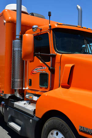 USA - july 11 2016 : big orange truck in the Furnace Creek ranch in the Death Valley National Parkのeditorial素材