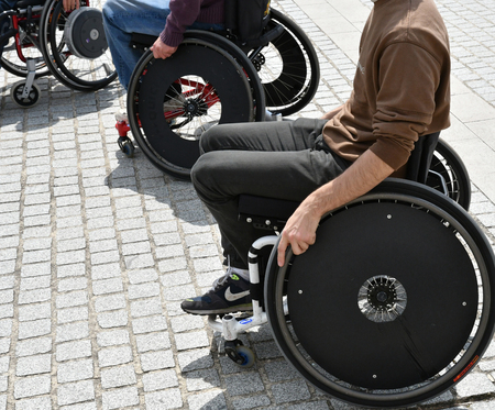 Les Mureaux, France - june 6 2016 : disabled person in a wheelchairのeditorial素材