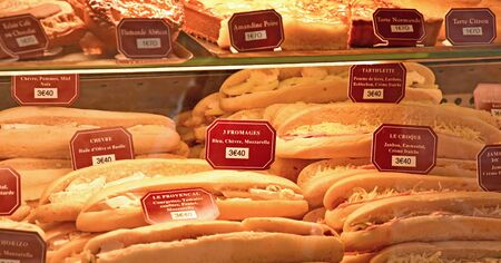 Rouen, France - november 26 2016 : sandwich in a bakeryのeditorial素材