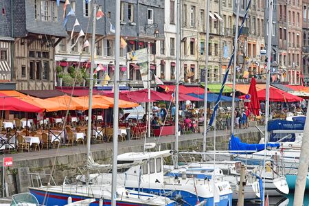 Honfleur, France - august 18 2016 : the old port in summerのeditorial素材