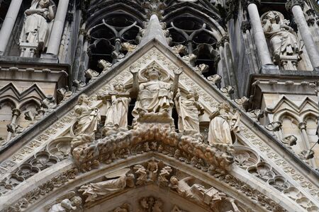 Reims, France - july 25 2016 : the Notre Dame cathedral where the kings of France were crownedのeditorial素材