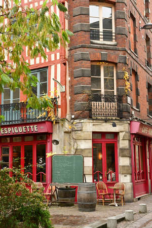 Rouen, France - november 26 2016 : restaurant in the historical city centerのeditorial素材