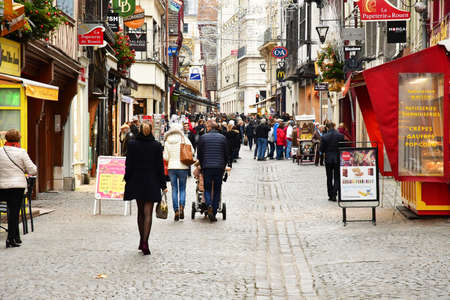 Rouen, France - november 26 2016 : the historical city center in winterのeditorial素材