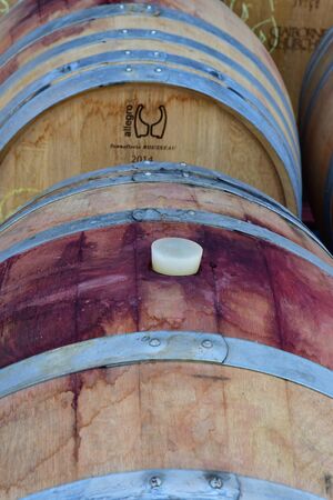 San Luis Obispo, USA - july 15 2016 : barrel in the cellar of the Claiborne and Churchhill wineryのeditorial素材