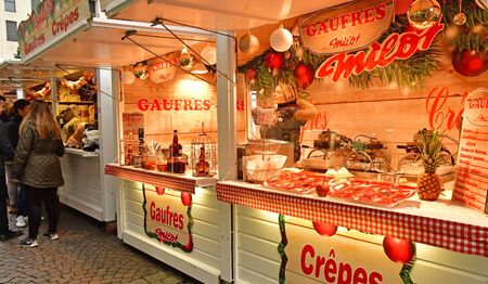 Rouen, France - november 26 2016 : the christmas market in from of the cathedralのeditorial素材