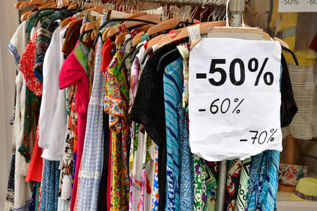 Saint Martin de Re, France - september 27 2016 : cloth shop in the city centerのeditorial素材