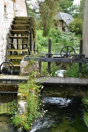Saint Wandrille Rancon, France - june 22 2016 : water millのeditorial素材