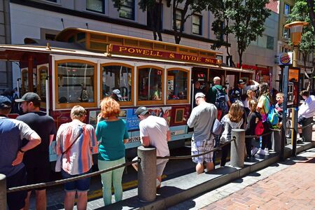 San Francisco; USA - july 13 2016 : cable car in the city centerのeditorial素材