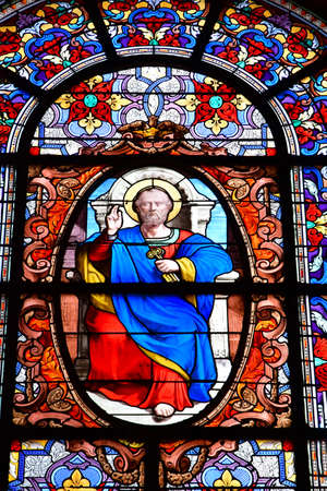 Versailles, France - august 13 2016 : saint peter window in the Saint Louis Cathedralのeditorial素材