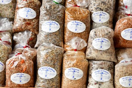 Saint Martin de Re, France - september 27 2016 :different kind of salt in a salt shopのeditorial素材