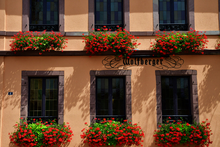 Eguisheim, France - july 23 2016 : the historical village in summerのeditorial素材