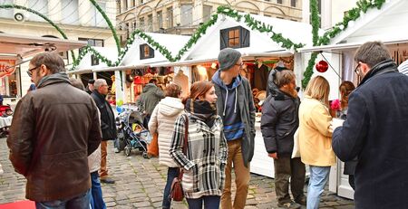Rouen, France - november 26 2016 : the christmas market in from of the cathedralのeditorial素材