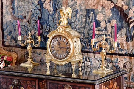 Thoiry, France - august 16 2016 : clock in the Thoiry castle