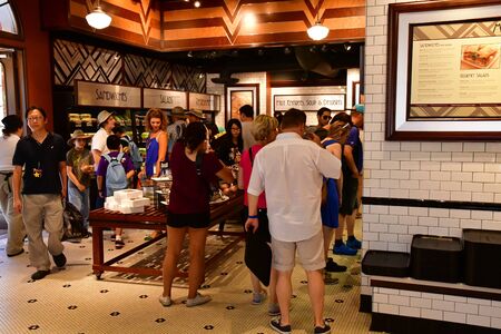 Los Angeles, Hollywood, USA - july 16 2016 : restaurant in the Universal studios park