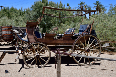 USA - july 11 2016 : horse drawn carriage in the Furnace Creek ranch in the Death Valley National Parkのeditorial素材