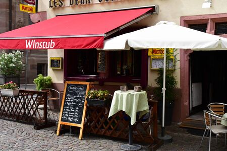 Strasbourg, France - july 22 2016 : restaurant in the picturesque city center in summerのeditorial素材
