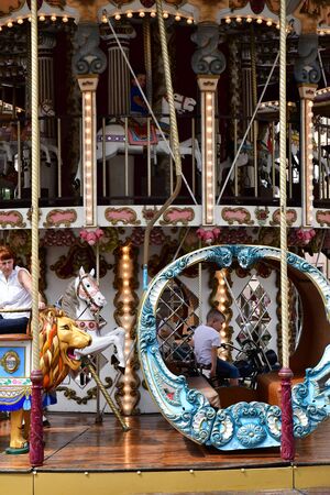 Strasbourg, France - july 22 2016 : merry go round in the city center in summerのeditorial素材