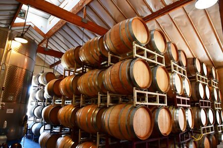 America; San Luis Obispo; USA - july 15 2016 : barrel in the cellar of the Claiborne and Churchill wineryのeditorial素材
