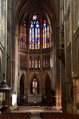 Metz, France - july 25 2016 : stained glass window of the Saint Etienne cathedralのeditorial素材