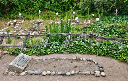 Carmel, USA - july 14 2016 : tomb in the catholic missionのeditorial素材