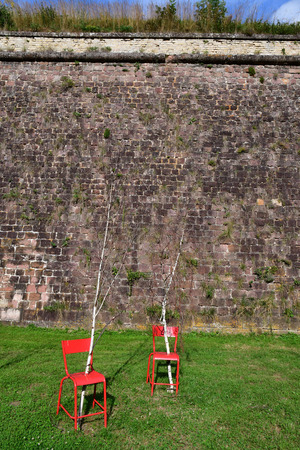 Neuf Brisach, France - july 23 2016 :exhibition in the fortification in summerのeditorial素材