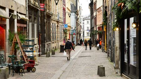 Rouen, France - november 26 2016 : the historical city center in winterのeditorial素材