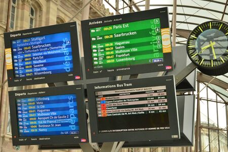 Strasbourg, France - august 13 2017 : departure board in the train station