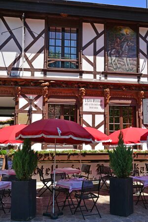 Barbizon, France - july 21 2017 : hotel restaurant in the picturesque villageのeditorial素材