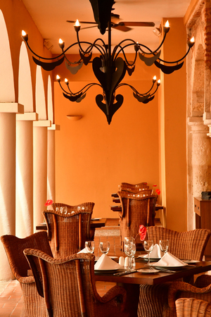 Santo Domingo, Dominican Republic - may 31 2017 : restaurant in the picturesque colonial districtのeditorial素材