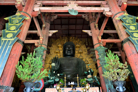 Nara, Japan - july 31 2017 : great Buddha in the Todaiji templeのeditorial素材