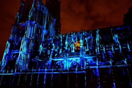 Strasbourg; France - july 24 2016 : sound and light of the Notre Dame cathedralのeditorial素材