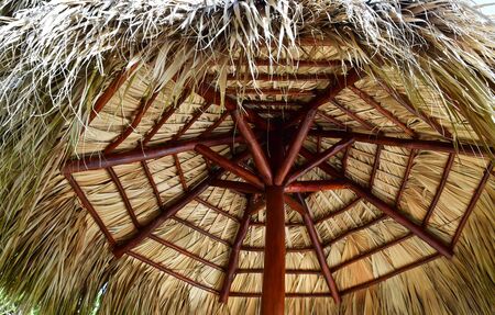 Punta Cana, Dominican Republic, a straw hutの写真素材