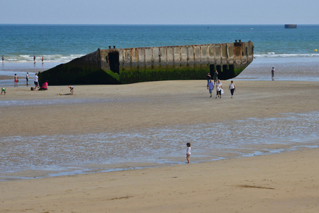 Arromanches;  France - july 18 2017 : the historical mulberriesのeditorial素材
