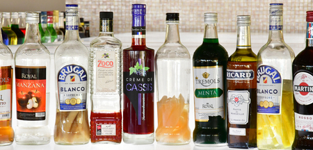 Punta Cana, Dominican Republic - june 2 2017 : bottles in a barのeditorial素材