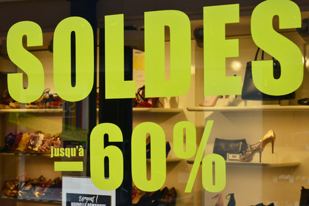 Saint Germain en Laye, France - july 13 2017 : sales in a shopのeditorial素材