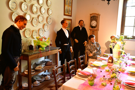 Choisel, France - may 6 2018 : the Breteuil castle kitchen