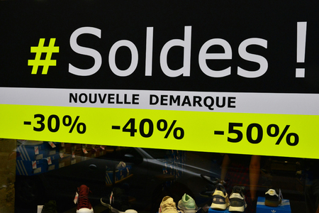 Saint Germain en Laye, France - july 13 2017 : sales in a shopのeditorial素材