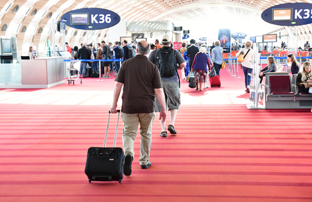 Roissy, France - may 5 2017 : departure lounge in the Paris Charles de Gaulle airportのeditorial素材