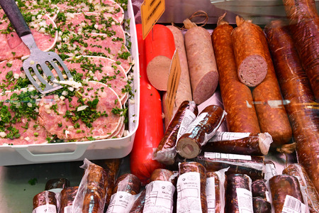 Pornichet, France - april 16 2017 : cooked meatsのeditorial素材