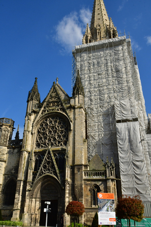Caen; France - april 4 2018 : restoration of the historical Saint Pierre churchのeditorial素材
