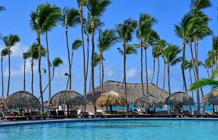 Punta Cana, Dominican Republic - may 29 2017 : tourism hotel poolのeditorial素材
