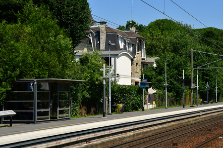 Villennes sur Seine, France - june 29 2018 : the picturesque city centre in summer