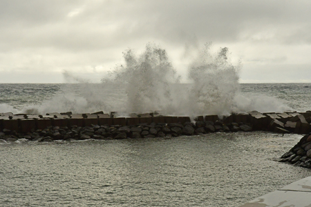 Calheta, Madeira, Portugal - february 25 2018 : storm in the portのeditorial素材